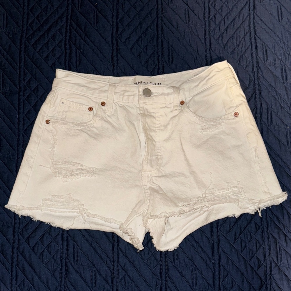 Denim Forum White Jean Shorts